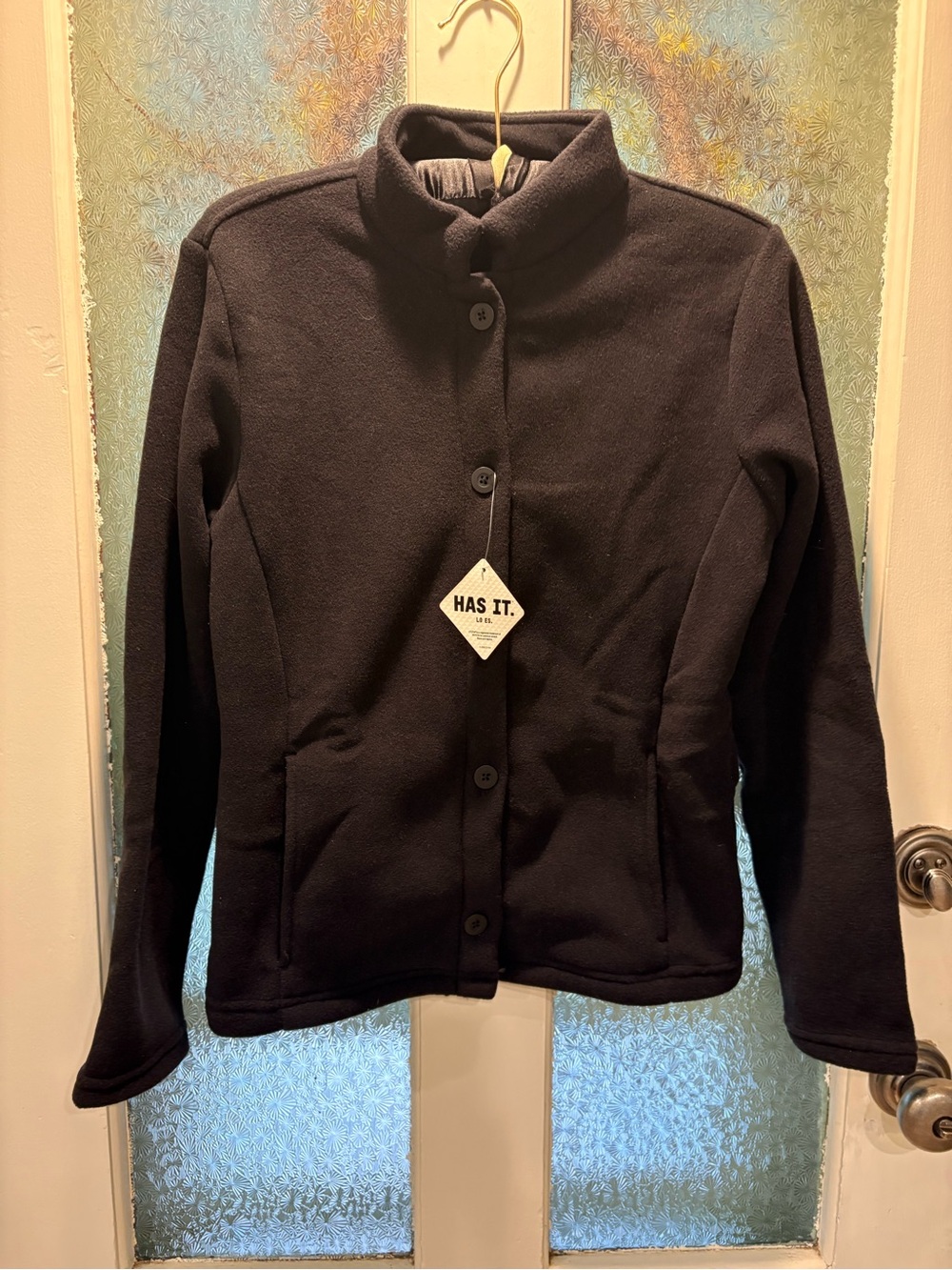 LLBean Women's Black Button-Up Lightweight Fleece Jacket NWT S